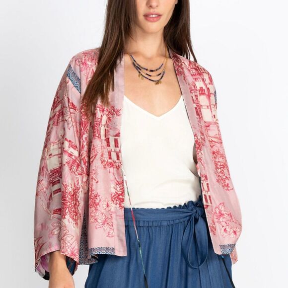 Johnny Was Geana Makenna 100% Silk Reversible Kimono Size Large - Picture 4 of 7